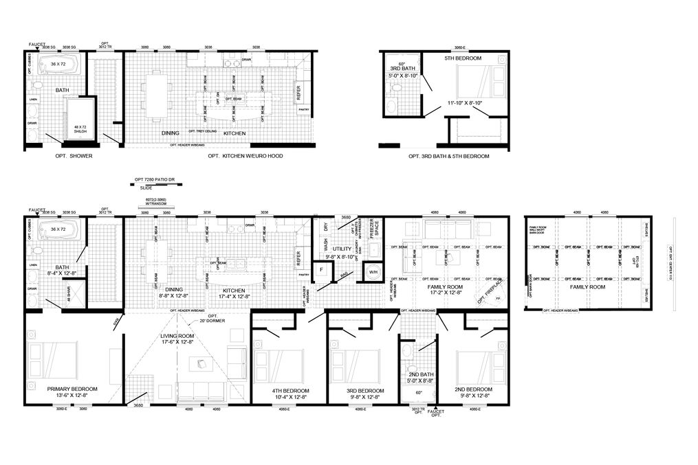 The THE TYRA Floor Plan. This Manufactured Mobile Home features 4 bedrooms and 2 baths.