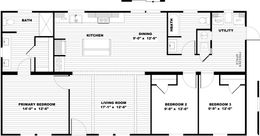 The WILDER Floor Plan. This Manufactured Mobile Home features 3 bedrooms and 2 baths.