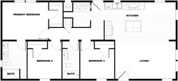The CMH TEM2452-3A AFRICA Floor Plan. This Manufactured Mobile Home features 3 bedrooms and 2 baths.