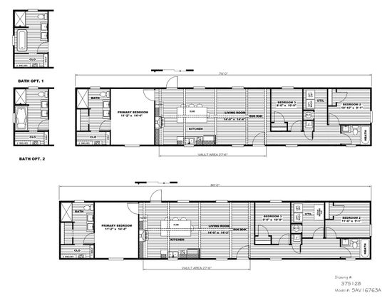 The THE ALPINE RIDGE Floor Plan. This Manufactured Mobile Home features 3 bedrooms and 2 baths.