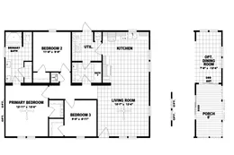 The THE COLONIAL Floor Plan. This Manufactured Mobile Home features 3 bedrooms and 2 baths.
