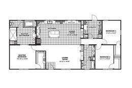 The SUPER 68 ELITE Floor Plan. This Manufactured Mobile Home features 3 bedrooms and 2 baths.