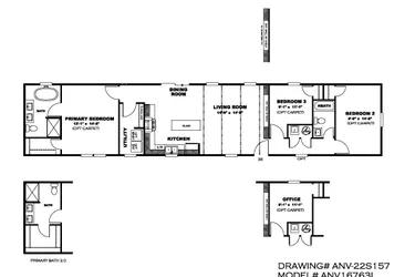 The THE ANNIVERSARY ISLANDER Floor Plan. This Manufactured Mobile Home features 3 bedrooms and 2 baths.