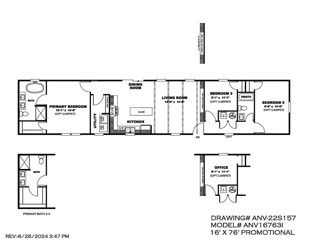The THE ANNIVERSARY ISLANDER Floor Plan. This Manufactured Mobile Home features 3 bedrooms and 2 baths.
