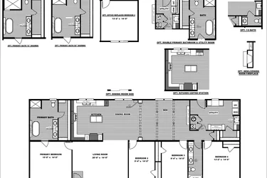 The THE FUSION 32B Floor Plan. This Manufactured Mobile Home features 4 bedrooms and 2 baths.