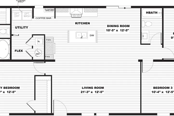 The RIO Floor Plan. This Manufactured Mobile Home features 3 bedrooms and 2 baths.