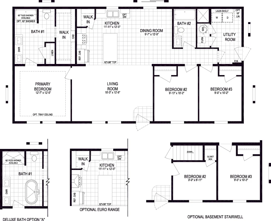 The SOMERSET DR/5228-MS012-1 SECT Floor Plan. This Manufactured Mobile Home features 3 bedrooms and 2 baths.