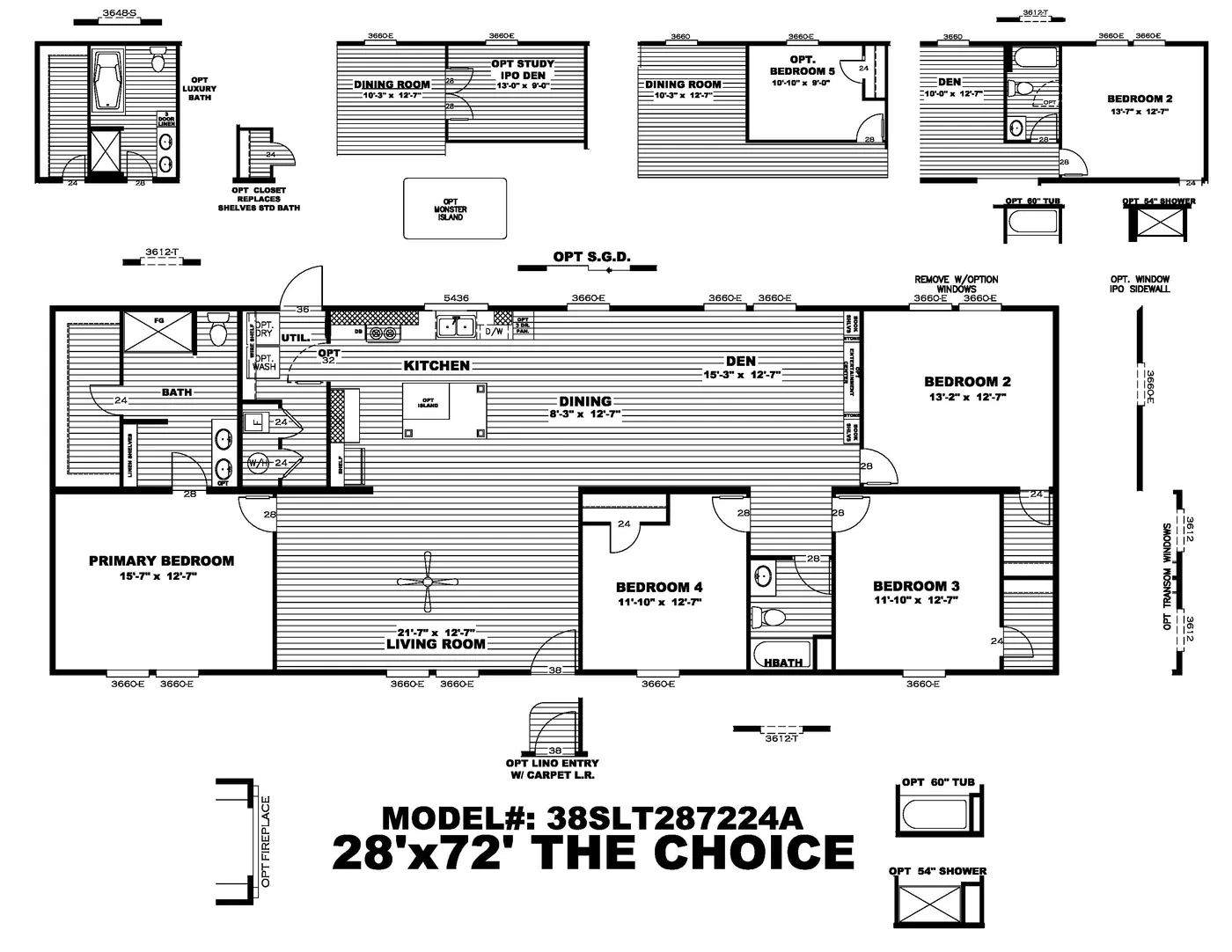 The THE CHOICE Floor Plan. This Manufactured Mobile Home features 4 bedrooms and 2 baths.
