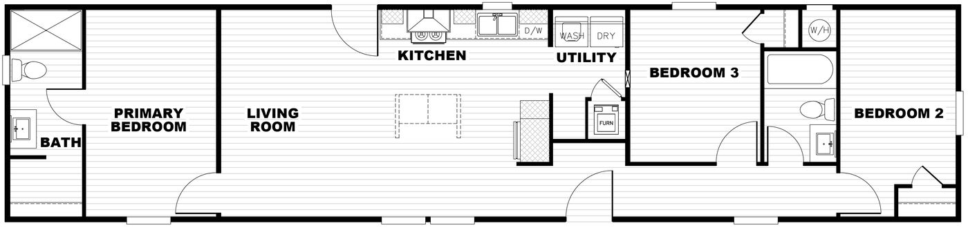 The RHYTHM NATION Floor Plan. This Manufactured Mobile Home features 3 bedrooms and 2 baths.
