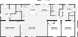 The HARPER Floor Plan. This Manufactured Mobile Home features 3 bedrooms and 2 baths.