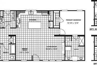 The THE BREEZE Floor Plan. This Manufactured Mobile Home features 3 bedrooms and 2 baths.