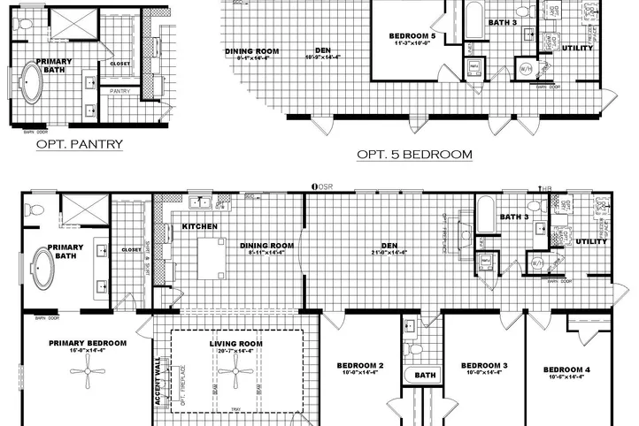 The THE ATLAS Floor Plan. This Manufactured Mobile Home features 4 bedrooms and 3 baths.