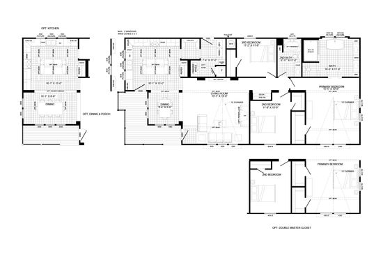 The THE LULAMAE Floor Plan. This Manufactured Mobile Home features 3 bedrooms and 2 baths.