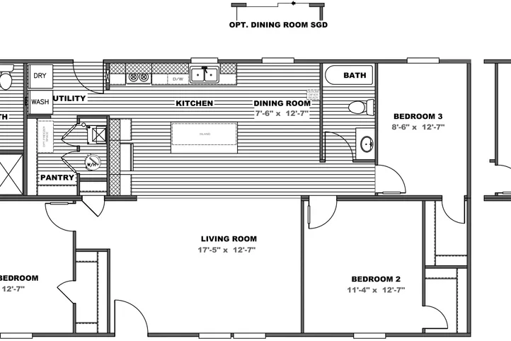 The THE EAGLE 52 Floor Plan. This Manufactured Mobile Home features 3 bedrooms and 2 baths.