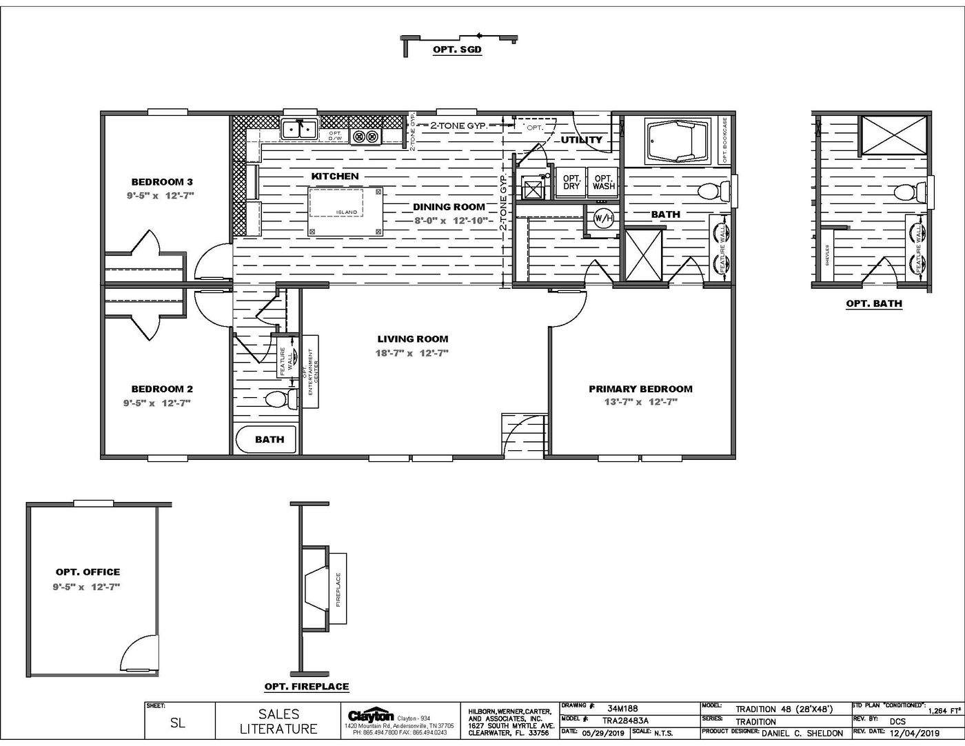 The TRADITION 48 Floor Plan. This Manufactured Mobile Home features 3 bedrooms and 2 baths.