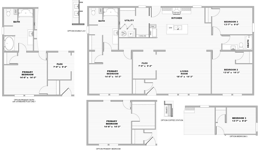 The DISCOVER Floor Plan. This Manufactured Mobile Home features 3 bedrooms and 2 baths.