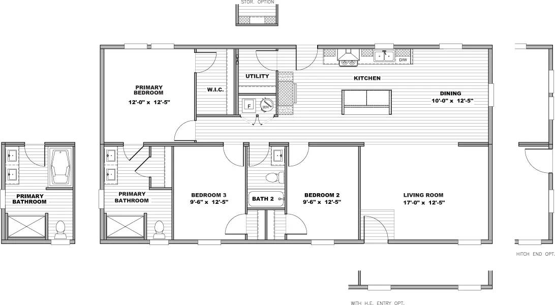 The BALLAD Floor Plan. This Manufactured Mobile Home features 3 bedrooms and 2 baths.