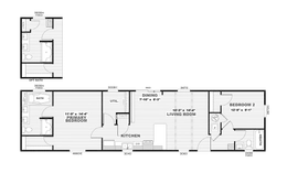 The ANNIVERSARY 16602A Floor Plan. This Manufactured Mobile Home features 2 bedrooms and 2 baths.