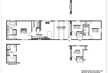 The THE ANNIVERSARY 76 Floor Plan. This Manufactured Mobile Home features 3 bedrooms and 2 baths.