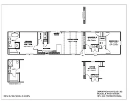 The THE ANNIVERSARY 76 Floor Plan. This Manufactured Mobile Home features 3 bedrooms and 2 baths.