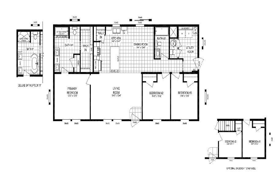 The SOMERSET DR/5228-MS012-1 SECT Floor Plan. This Manufactured Mobile Home features 3 bedrooms and 2 baths.