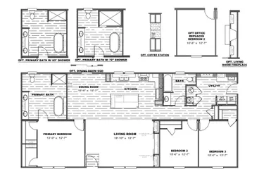 The THE RESERVE 60 Floor Plan. This Manufactured Mobile Home features 3 bedrooms and 2 baths.