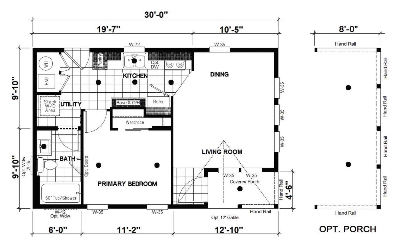 The DRM301P 2030'            DREAM Floor Plan. This Manufactured Mobile Home features 1 bedroom and 1 bath.