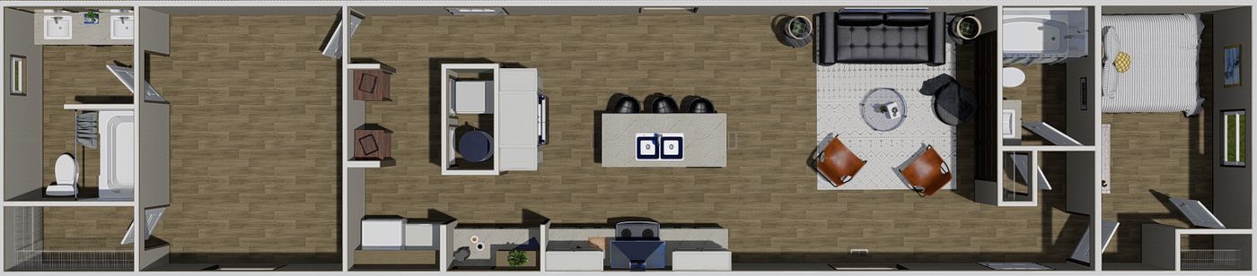The TIDE Floor Plan. This Manufactured Mobile Home features 2 bedrooms and 2 baths.