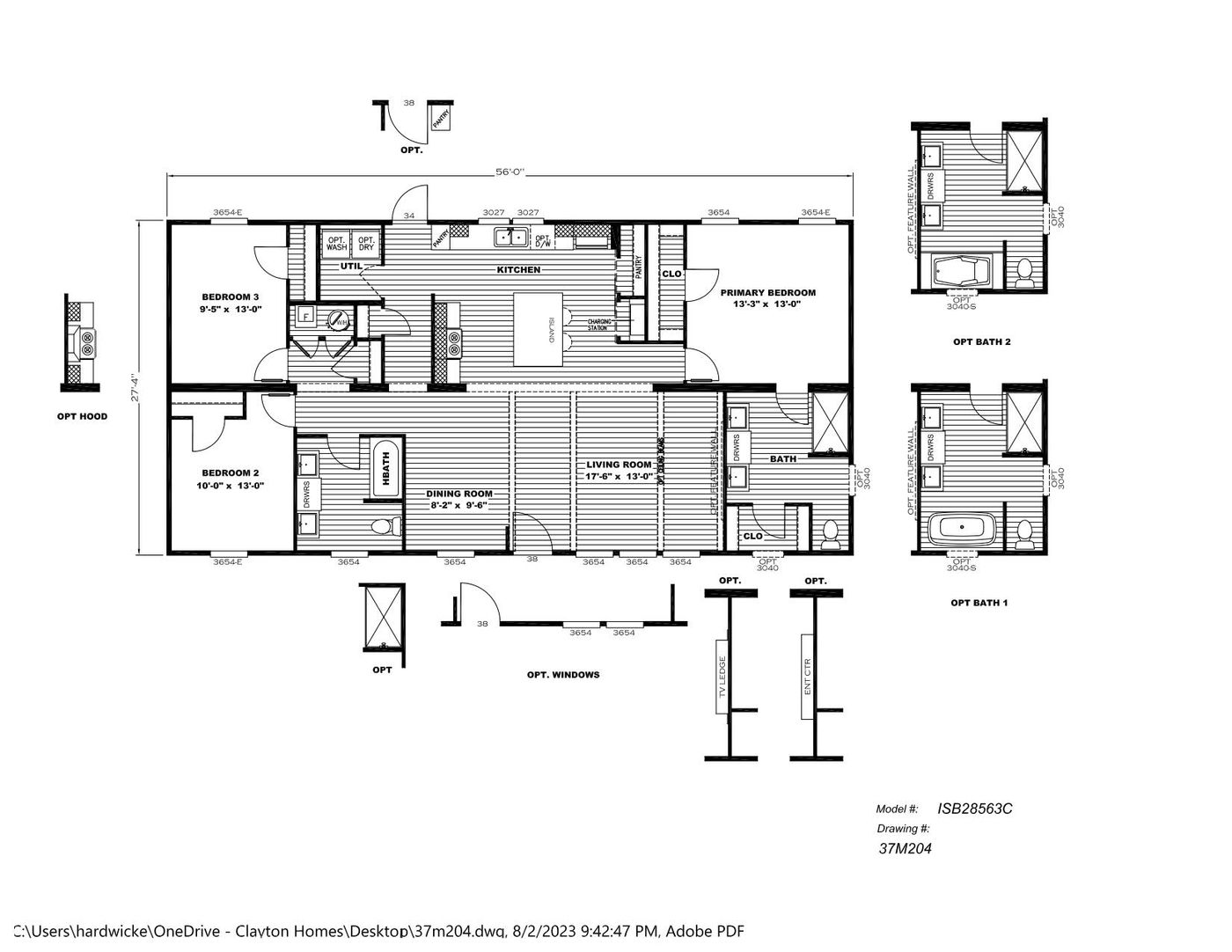 The SAVANNAH BREEZE Floor Plan. This Home features 3 bedrooms and 2 baths.