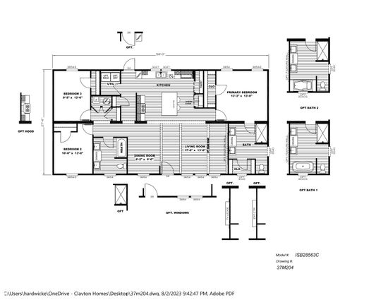 The SAVANNAH BREEZE Floor Plan. This Home features 3 bedrooms and 2 baths.