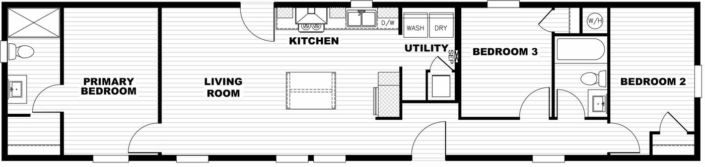 The RHYTHM NATION Floor Plan. This Manufactured Mobile Home features 3 bedrooms and 2 baths.