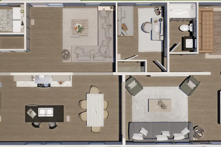 The RAINIER Floor Plan. This Manufactured Mobile Home features 4 bedrooms and 3 baths.