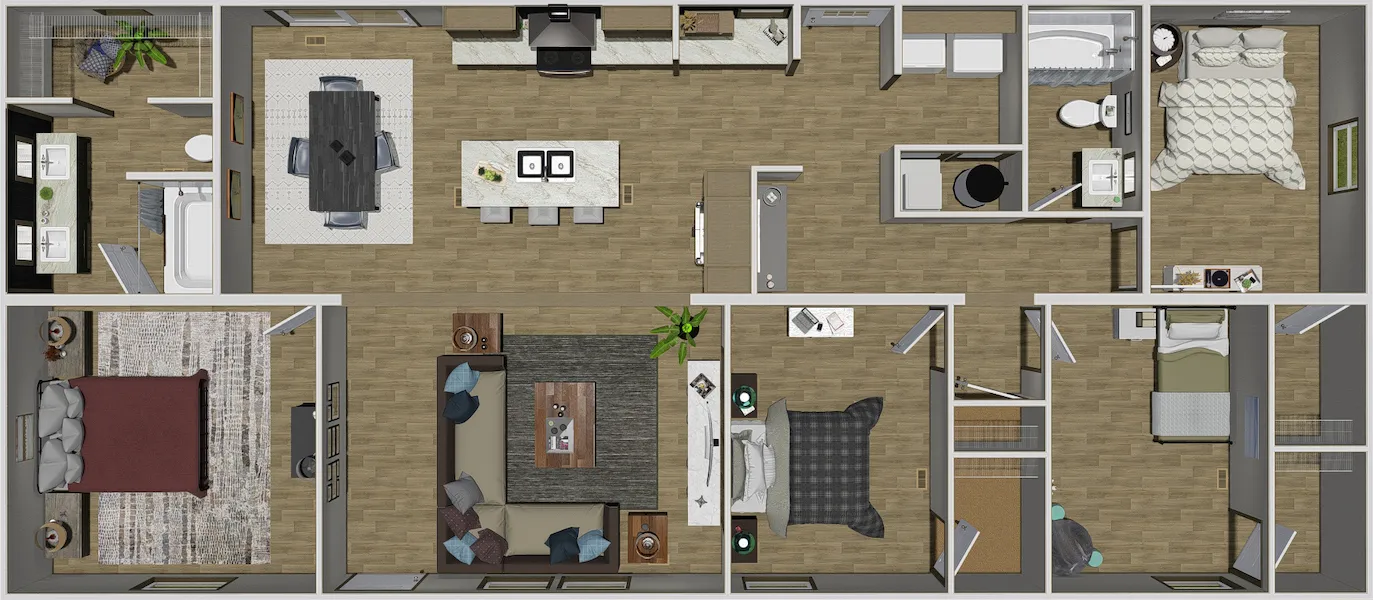 The EXPEDITION Floor Plan. This Manufactured Mobile Home features 4 bedrooms and 2 baths.