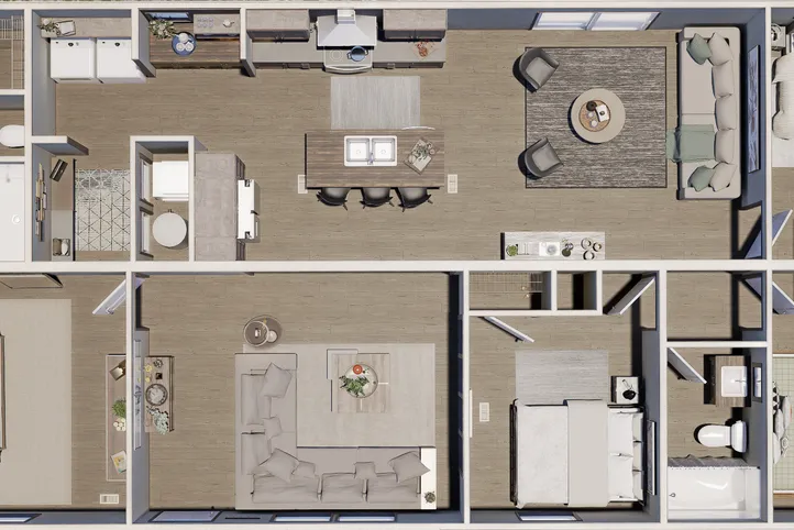 The BOONE Floor Plan. This Manufactured Mobile Home features 4 bedrooms and 2 baths.