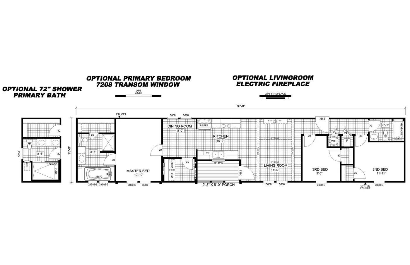 The LAKEVIEW Floor Plan. This Manufactured Mobile Home features 3 bedrooms and 2 baths.
