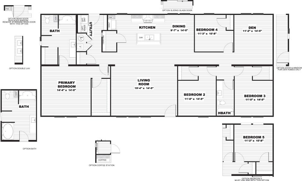 The EMPOWER Floor Plan. This Manufactured Mobile Home features 4 bedrooms and 2 baths.