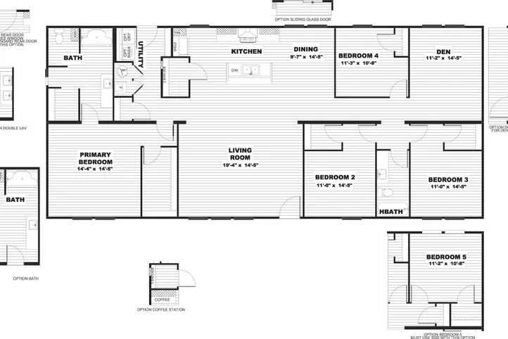 The EMPOWER Floor Plan. This Manufactured Mobile Home features 4 bedrooms and 2 baths.