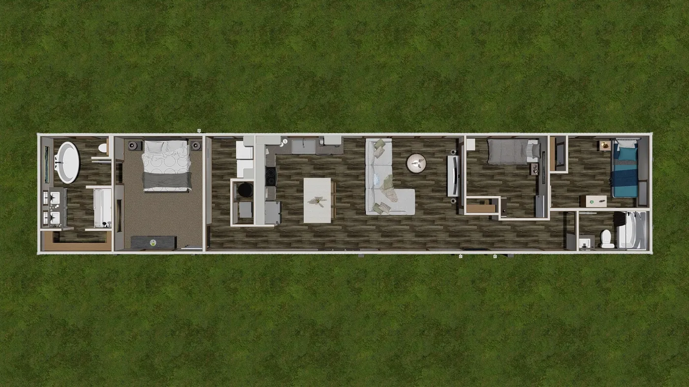 The ANNIE Floor Plan. This Manufactured Mobile Home features 3 bedrooms and 2 baths.