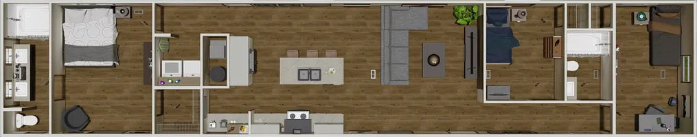 The ZION Floor Plan. This Manufactured Mobile Home features 3 bedrooms and 2 baths.