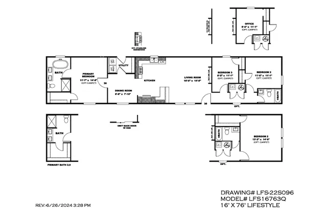 The THE POWERHOUSE Floor Plan. This Manufactured Mobile Home features 3 bedrooms and 2 baths.