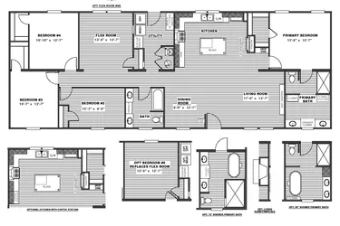 The FARMHOUSE BREEZE 72 Floor Plan. This Manufactured Mobile Home features 4 bedrooms and 2 baths.
