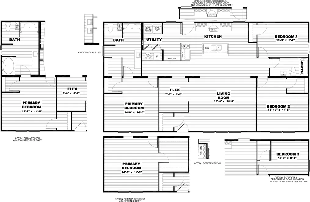 The THE DISCOVER Floor Plan. This Manufactured Mobile Home features 3 bedrooms and 2 baths.