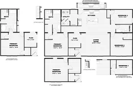 The THE DISCOVER Floor Plan. This Manufactured Mobile Home features 3 bedrooms and 2 baths.