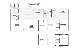 The LEGEND 28X68 Floor Plan. This Manufactured Mobile Home features 4 bedrooms and 2 baths.