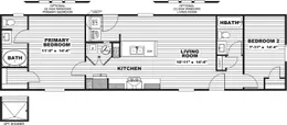 The LEWIS Floor Plan. This Manufactured Mobile Home features 2 bedrooms and 2 baths.