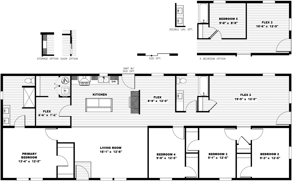 The HEY JUDE Floor Plan. This Manufactured Mobile Home features 4 bedrooms and 2 baths.