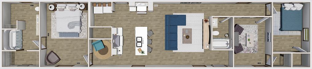 The SENSATION Floor Plan. This Manufactured Mobile Home features 3 bedrooms and 2 baths.