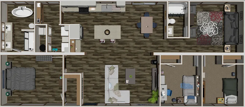The THE LORALEI Floor Plan. This Manufactured Mobile Home features 3 bedrooms and 2 baths.