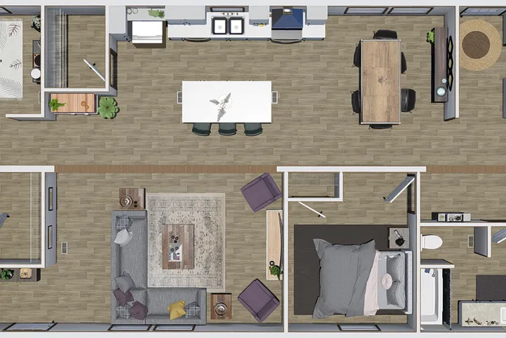 The THE OCCASION Floor Plan. This Manufactured Mobile Home features 4 bedrooms and 2 baths.