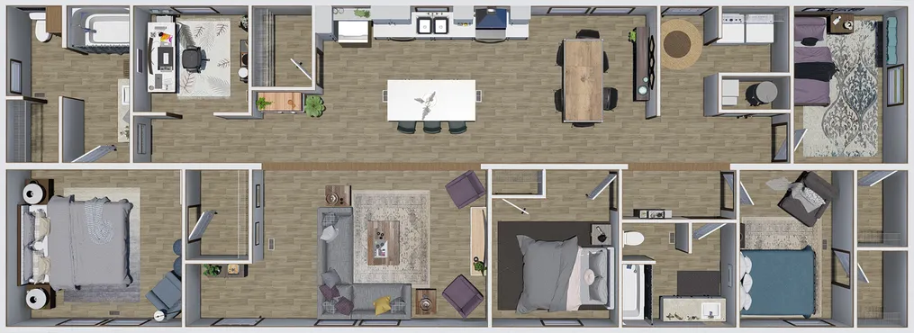 The THE OCCASION Floor Plan. This Manufactured Mobile Home features 4 bedrooms and 2 baths.